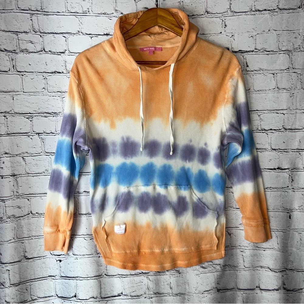 Simply Southern Waffle Knit Hooded Lightweight Sweatshirt with Kangaroo Pocket
